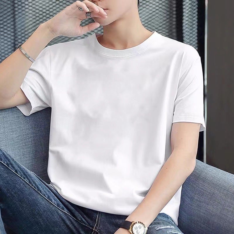 Men'S Five-Point Short-Sleeved T-Shirt Summer Men'S Fashion Brand T-Shirt Simple All-Match Solid Color Plus Size Half-Sleeved Base Shirt Ins Fashion - Image 1