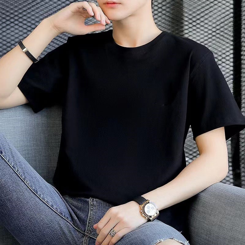 Men'S Five-Point Short-Sleeved T-Shirt Summer Men'S Fashion Brand T-Shirt Simple All-Match Solid Color Plus Size Half-Sleeved Base Shirt Ins Fashion - Image 3