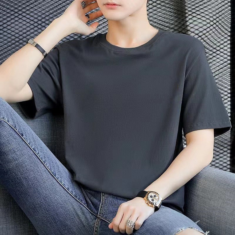 Men'S Five-Point Short-Sleeved T-Shirt Summer Men'S Fashion Brand T-Shirt Simple All-Match Solid Color Plus Size Half-Sleeved Base Shirt Ins Fashion - Image 4