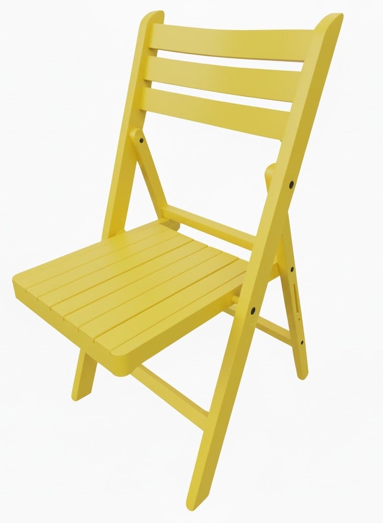 A lightweight Foldable Wooden Chair that's easy to store suitable for the kitchen home gardens yellow color