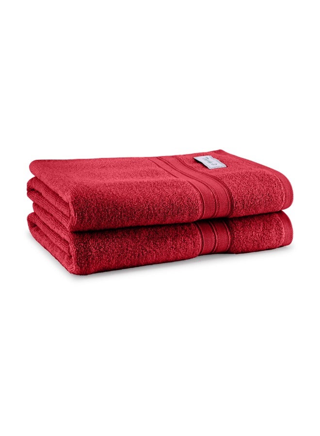 BYFT Home Trendy (Red) Premium Cotton Bath Towel (70 X 140 Cm-Set Of 1) Highly Absorbent, High Quality Bath Linen With Striped Dobby 550 Gsm - Image 4