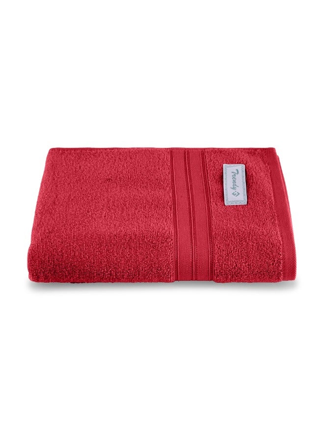 BYFT Home Trendy (Red) Premium Cotton Bath Towel (70 X 140 Cm-Set Of 1) Highly Absorbent, High Quality Bath Linen With Striped Dobby 550 Gsm - Image 2