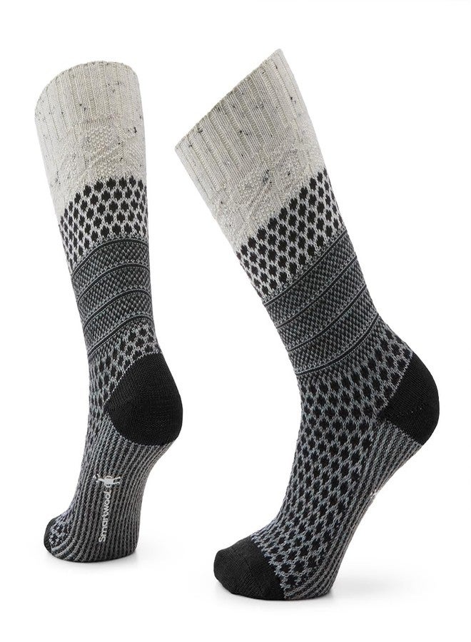 Smartwool Women's Everyday Cozy Popcorn Cable Crew Socks Natural Donegal Medium - Image 1