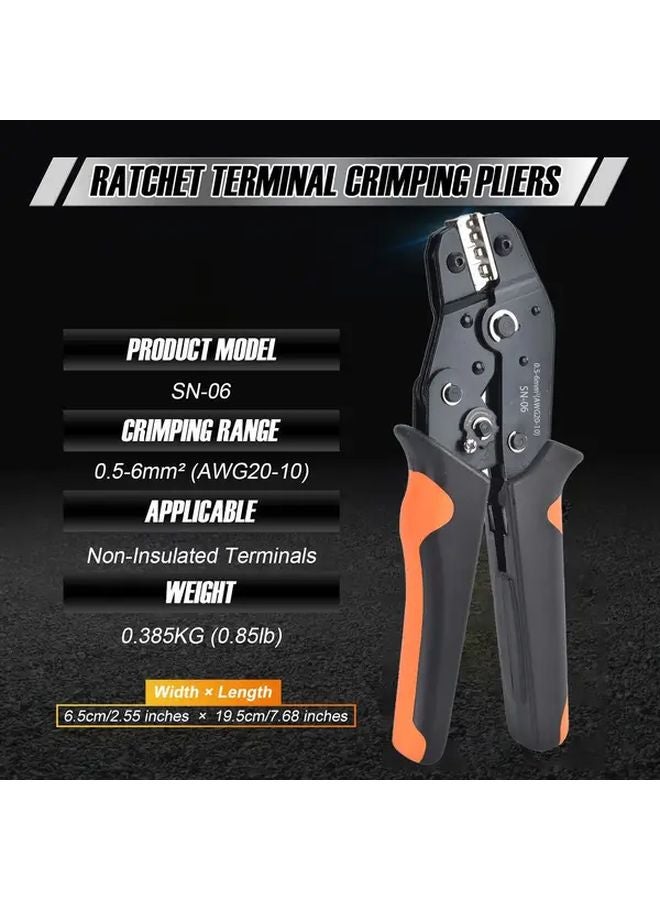 SN 06 Ratcheting Crimping Tool Kit With 240pcs Non Insulated Butt Connectors AWG20 10 - Image 5