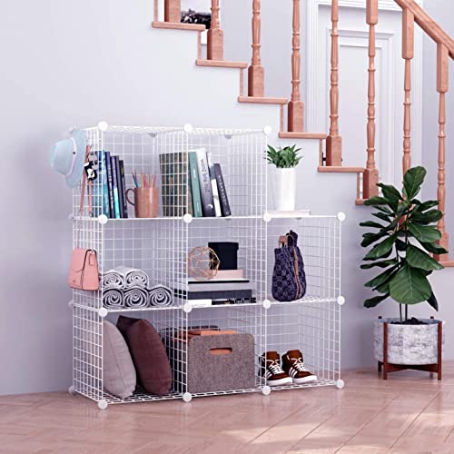 C&AHOME Wire Cube Storage, 8-Cube Organizer Metal C Grids Storage, Storage Bins Shelving, Modular Shelves, DIY Closet Cabinet Ideal for Living Room, Home, Office 24.8" L x 12.4" W x 48.4" H White - Image 3