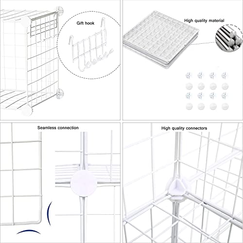 C&AHOME Wire Cube Storage, 8-Cube Organizer Metal C Grids Storage, Storage Bins Shelving, Modular Shelves, DIY Closet Cabinet Ideal for Living Room, Home, Office 24.8" L x 12.4" W x 48.4" H White - Image 5