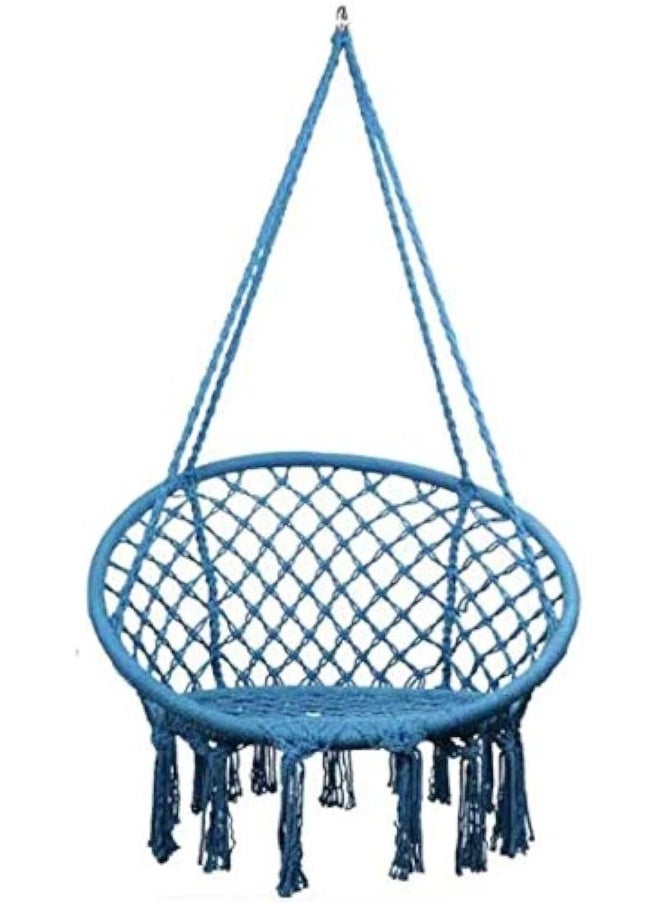 Hammock Chair Macrame Swing -Hanging Cotton Rope Hammock Swing Chair for Indoor and Outdoor Use Handmade Knitted Cotton Rope Hanging Chair for Indoor Outdoor Patio Yard 1-Blue - pzsku/Z5AA2DBFC01F8F0B8834FZ/45/_/1718811829/5008b26b-f226-45ee-b913-3cfe368e4b48