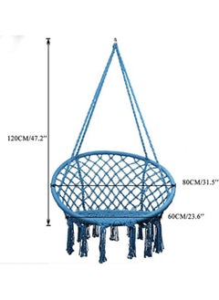 Hammock Chair Macrame Swing -Hanging Cotton Rope Hammock Swing Chair for Indoor and Outdoor Use Handmade Knitted Cotton Rope Hanging Chair for Indoor Outdoor Patio Yard 1-Blue - pzsku/Z5AA2DBFC01F8F0B8834FZ/45/_/1718811831/c4b09561-191d-417c-89b6-1f7b33af35b9