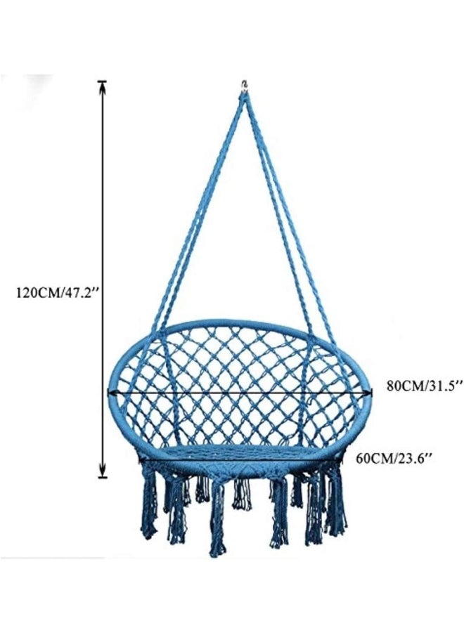 Hammock Chair Macrame Swing -Hanging Cotton Rope Hammock Swing Chair for Indoor and Outdoor Use Handmade Knitted Cotton Rope Hanging Chair for Indoor Outdoor Patio Yard 1-Blue - pzsku/Z5AA2DBFC01F8F0B8834FZ/45/_/1718811831/c4b09561-191d-417c-89b6-1f7b33af35b9