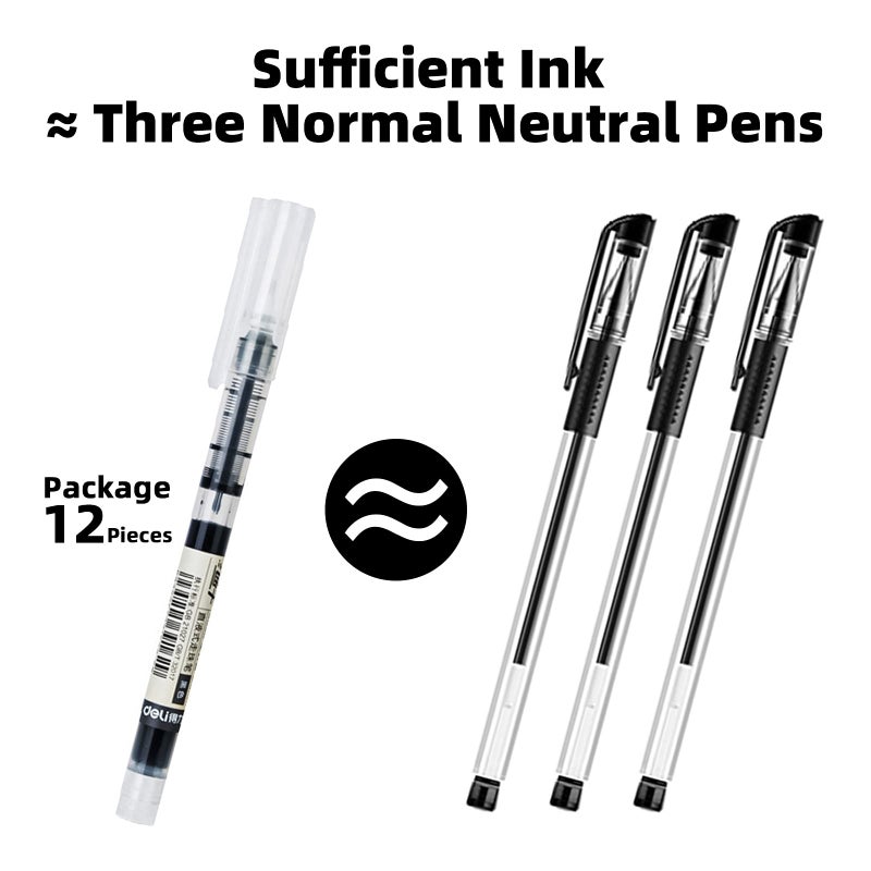 EZWORK 12 Pieces Rolling Ball Pens, Quick Dry Ink 0.5 mm Extra Fine Point Pens Liquid Ink Pen Rollerball Pens Black - Image 5