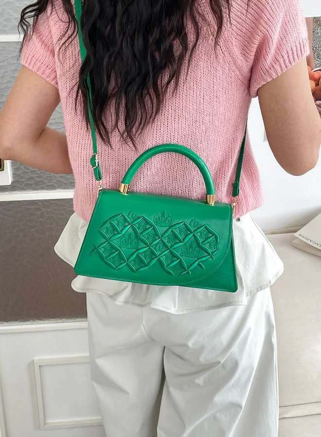 Take Two Emerald Green Embossed Top Handle Handbag