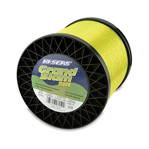 Hi-Seas Grand Slam Monofilament Line, 50 lb / 22.6 kg Test, .028 in / 0.70 mm Dia, Fluorescent Yellow, 5300 yd / 4846 m - Image 1