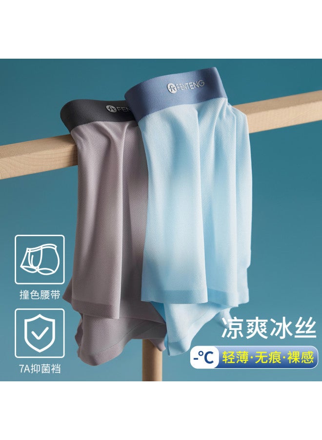 Fenton Ultra-thin Ice Silk  Mesh Breathable Plus-size Men's Underwear Summer Seamless Briefs For Youth - Image 5