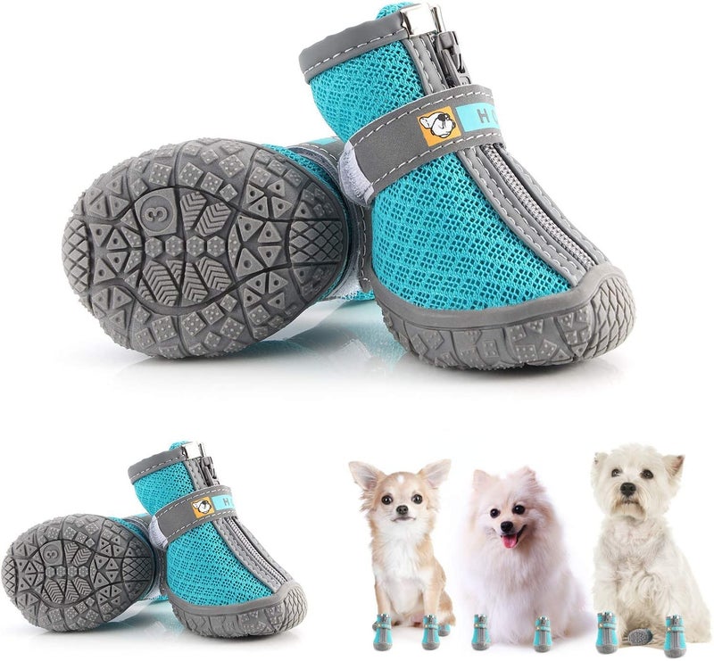 KUTKUT Dog Shoe for Hardwood Floors with Reflective & Adjustable Strap Zipper Closure for Small Dogs Maltese, Papillon, ToyPomeranian, ToyPoodle (Size# 2, L*W: 4.0cm* 3.3cm) - Image 1