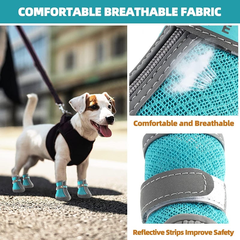 KUTKUT Dog Shoe for Hardwood Floors with Reflective & Adjustable Strap Zipper Closure for Small Dogs Maltese, Papillon, ToyPomeranian, ToyPoodle (Size# 2, L*W: 4.0cm* 3.3cm) - Image 3