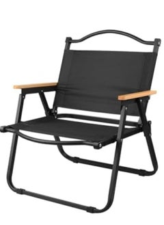 LOOPITYS Portable camping chair with foldable wooden handle picnic chair, perfect for picnicking and camping  - Image 1