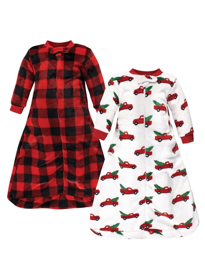 hudson baby Hudson Baby Unisex Baby Plush Long-Sleeve Sleeping Bag, Sack, Wearable Blanket, Christmas Tree Truck, 0-9 Months  - Image 1
