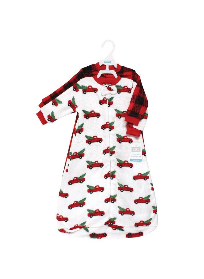 hudson baby Hudson Baby Unisex Baby Plush Long-Sleeve Sleeping Bag, Sack, Wearable Blanket, Christmas Tree Truck, 0-9 Months  - Image 2
