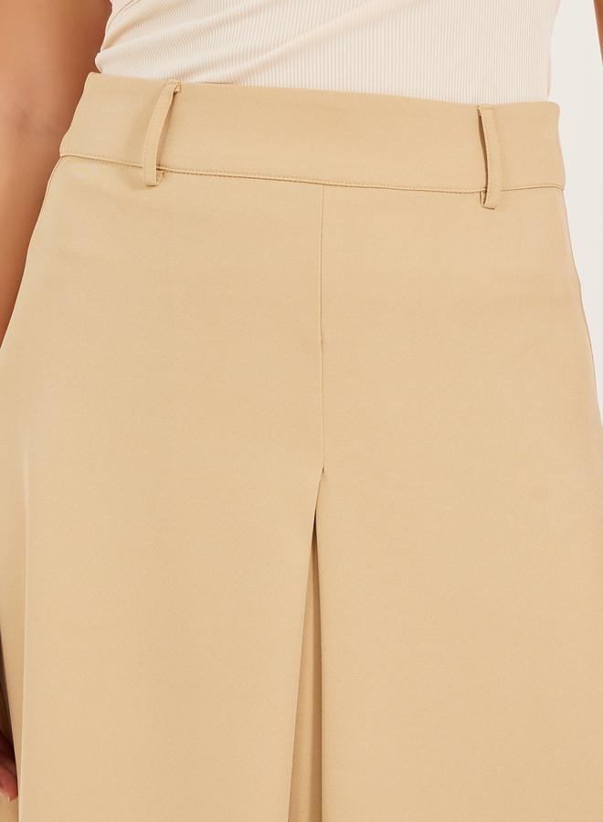 Styli Pleated A-Line Midi Skirt with Belt Loop Detail  - Image 3