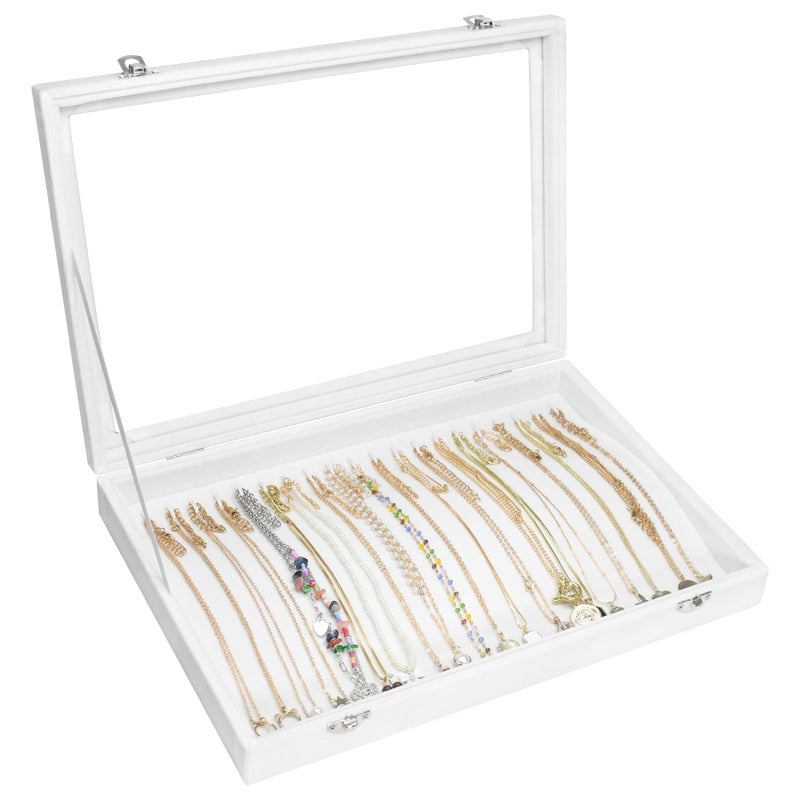 Vicoter Velvet Necklace Display Jewelry Tray 20 Hook Necklace Tray Necklace Pendant Jewelry Tray for Women and Girls - Image 1