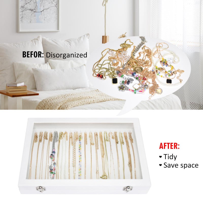 Vicoter Velvet Necklace Display Jewelry Tray 20 Hook Necklace Tray Necklace Pendant Jewelry Tray for Women and Girls - Image 5