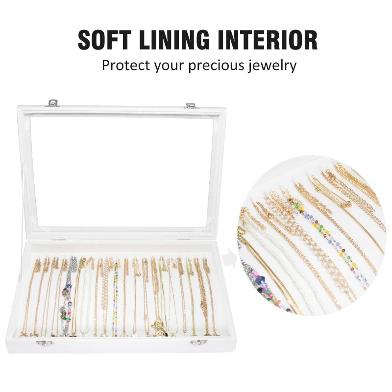 Vicoter Velvet Necklace Display Jewelry Tray 20 Hook Necklace Tray Necklace Pendant Jewelry Tray for Women and Girls - Image 3
