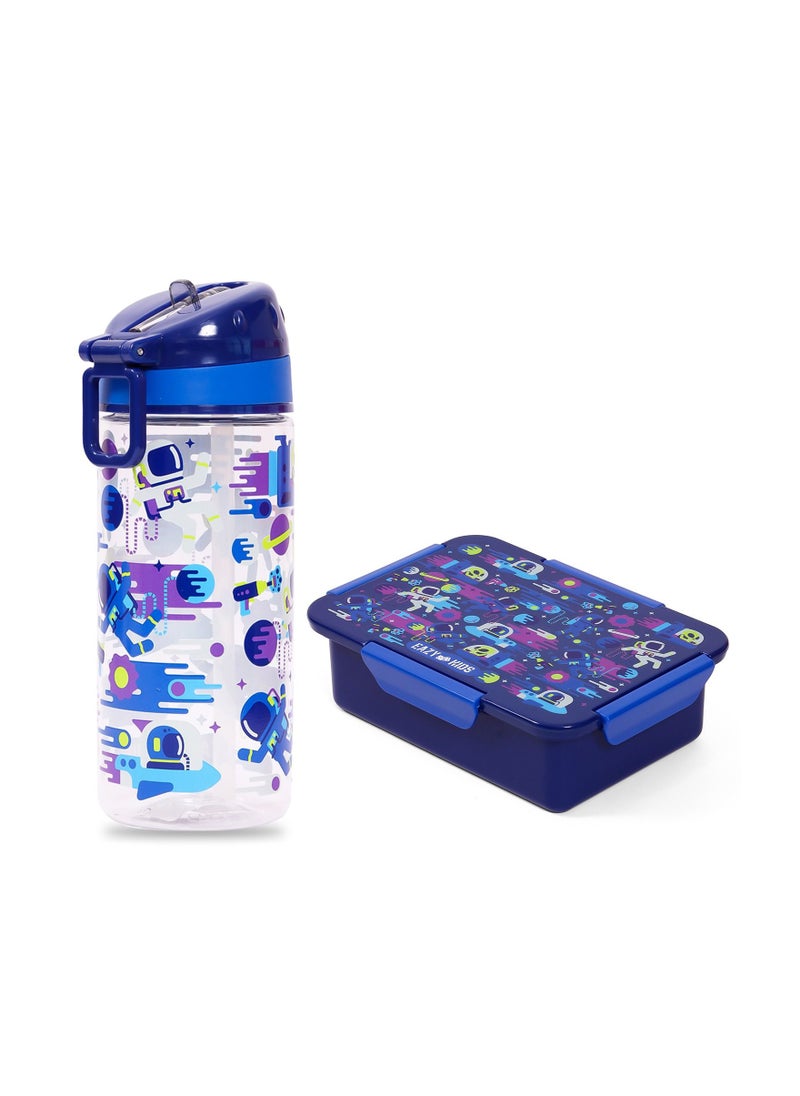 Eazy Kids - Eazy Kids Lunch Box and Tritan Water Bottle w/ Carry handle Astronauts-Blue 420ml - Image 1