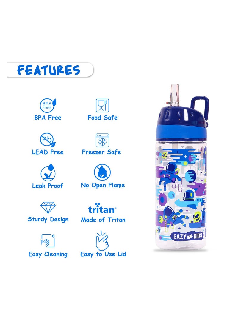 Eazy Kids - Eazy Kids Lunch Box and Tritan Water Bottle w/ Carry handle Astronauts-Blue 420ml - Image 1