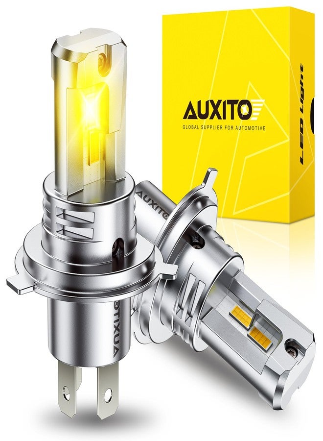 أوكسيتو مصابيح AUXITO H4 LED، ضوء أصفر فائق السطوع بنسبة 900%، درجة حرارة اللون 3000 كلفن، سهلة التركيب والتشغيل، عمر افتراضي طويل يصل إلى 50000 ساعة، بدون وميض، توافق بنسبة 99%، عبوة من قطعتين - Image 1