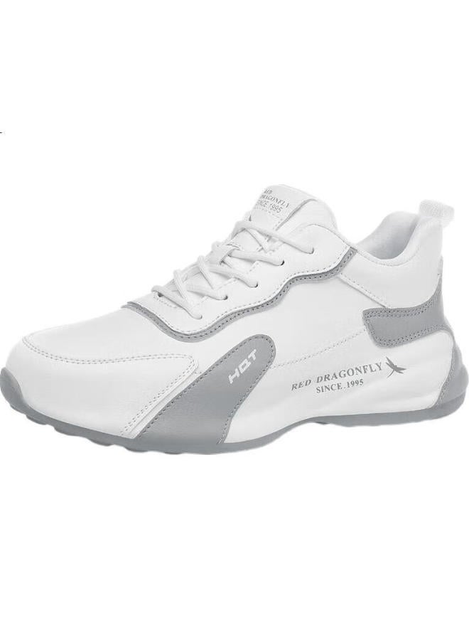 Red Dragonfly Men'S Shoes With Leather Surface Sports Casual Shoes Men'S Dad Shoes Thick-Soled Heightening Shoes Men Wxa342462 White Gray Size 39 - Image 1