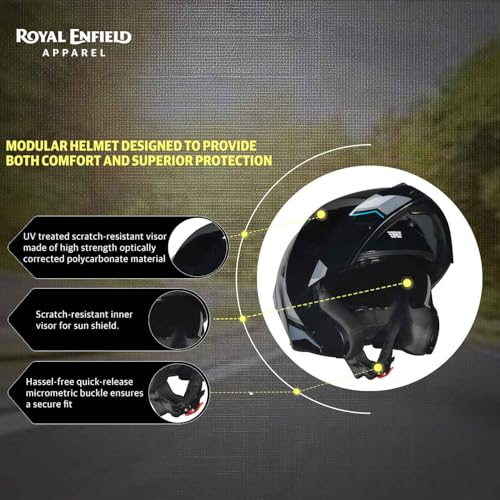 Royal Enfield Stealth MOD TECHBOX Modular Helmet | Certification: ISI & DOT | Shell Construction: High Impact Grade ABS & Fiberglass Composite | Weight: 1200 +/-50 | Grey XL - Image 4