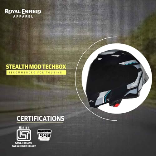 Royal Enfield Stealth MOD TECHBOX Modular Helmet | Certification: ISI & DOT | Shell Construction: High Impact Grade ABS & Fiberglass Composite | Weight: 1200 +/-50 | Grey XL - Image 2