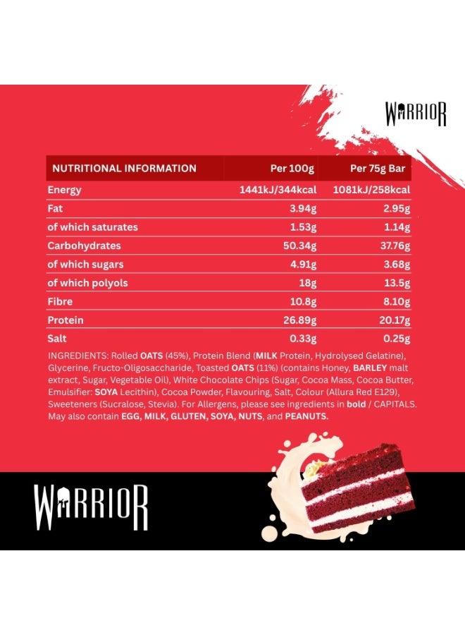 Warrior Raw Protein Flapjack Red Velvet Cake 12 x 75g - Image 2