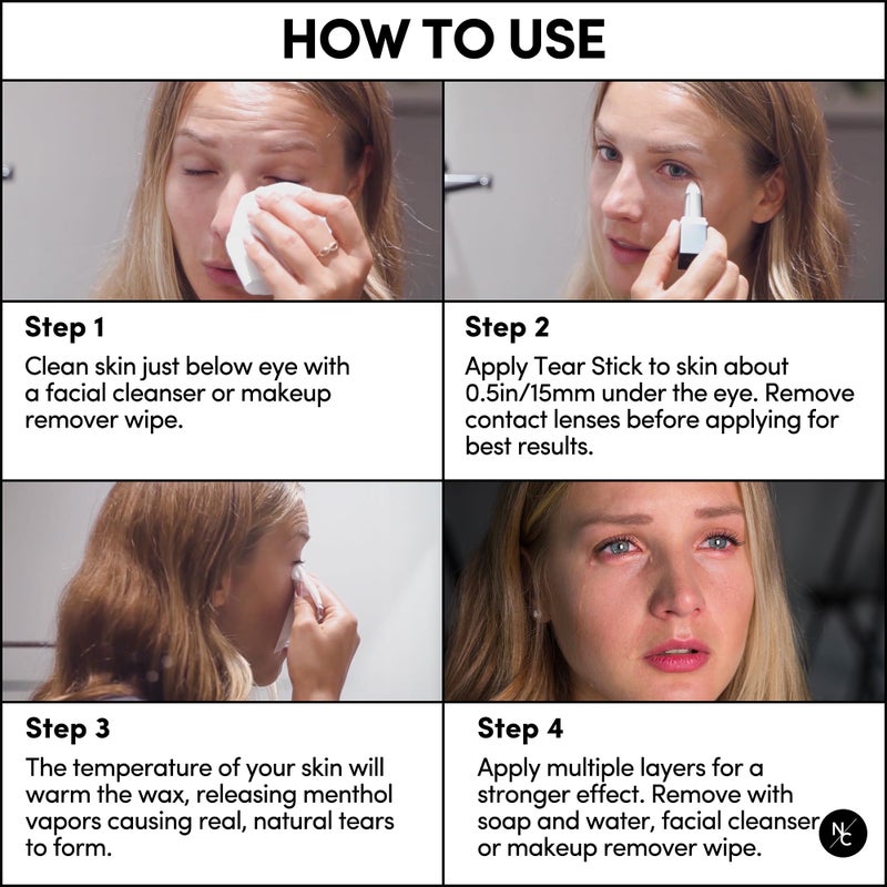 Narrative Cosmetics عصا الدموع من ناراتيف كوزمتيكس، شمع معزز بالمنثول لدموع طبيعية عند الطلب، مكياج احترافي لتأثيرات خاصة للأفلام، المسرح، التلفزيون، والتمثيل - Image 2