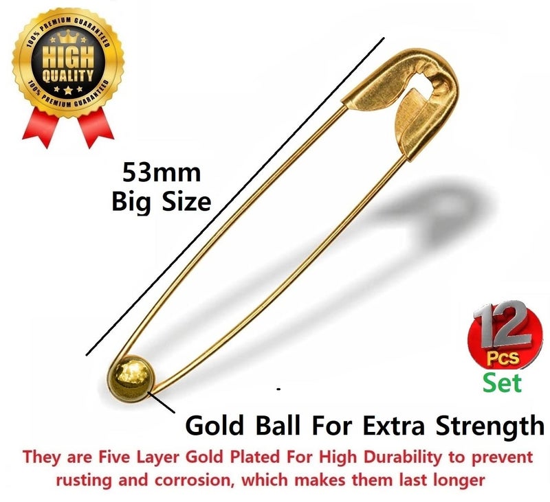 THANUS CRAFT THANU'S CRAFT Premium Gold Saree Safety Nappy Lock Diaper Pin Baby Clothes Crafts Sewing Sadi Sari Pins for Women & Girls - Image 2