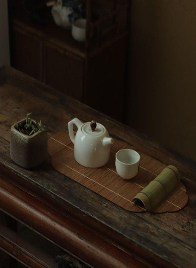 BTSEURY Tea Ceremony, Tea Tablemat Slat, Japanese Style Zen Good Luck Auspicious Cloud Pattern Tea Cup Mat for Home (L) - Image 4