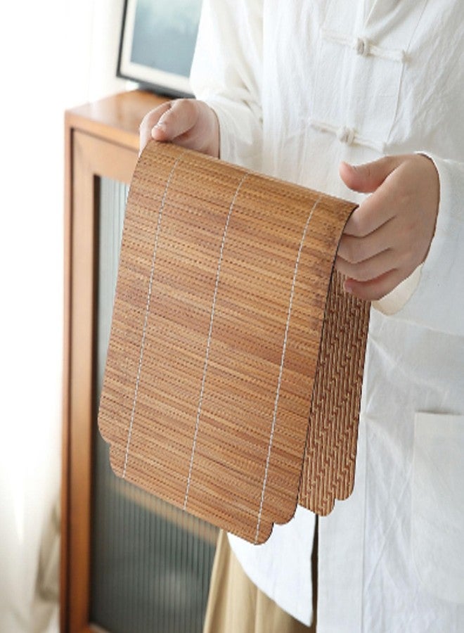 BTSEURY Tea Ceremony, Tea Tablemat Slat, Japanese Style Zen Good Luck Auspicious Cloud Pattern Tea Cup Mat for Home (L) - Image 3