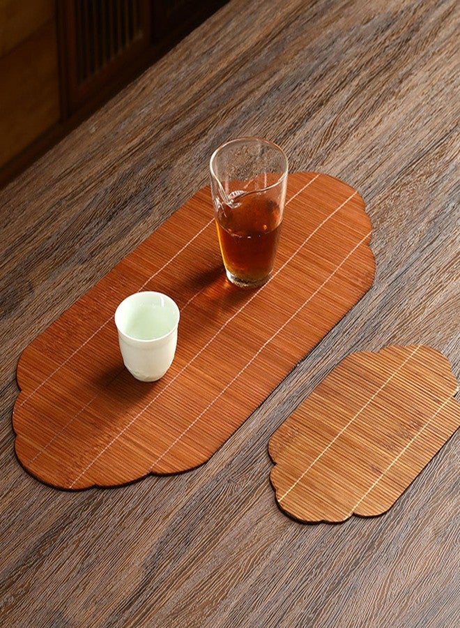 BTSEURY Tea Ceremony, Tea Tablemat Slat, Japanese Style Zen Good Luck Auspicious Cloud Pattern Tea Cup Mat for Home (L) - Image 5