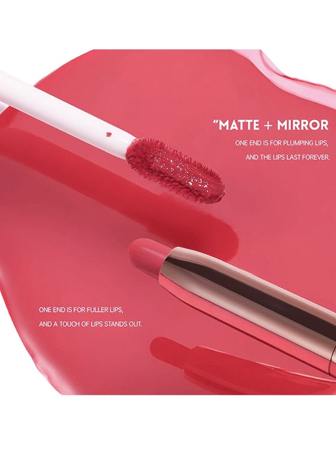 بوداير موسخ الشفاه وأحمر الشفاه السائل اللامع، أحمر شفاه غير لامع ذو طرف مزدوج ومرآة لمعان الشفاه، نسيجان في بقعة شفاه واحدة، ناعم ومخملي يدوم طويلًا ضد التلطخ دون أن يتلاشى، صبغة شفاه عالية التركيز - رقم 09# السابع الحلو - Image 4