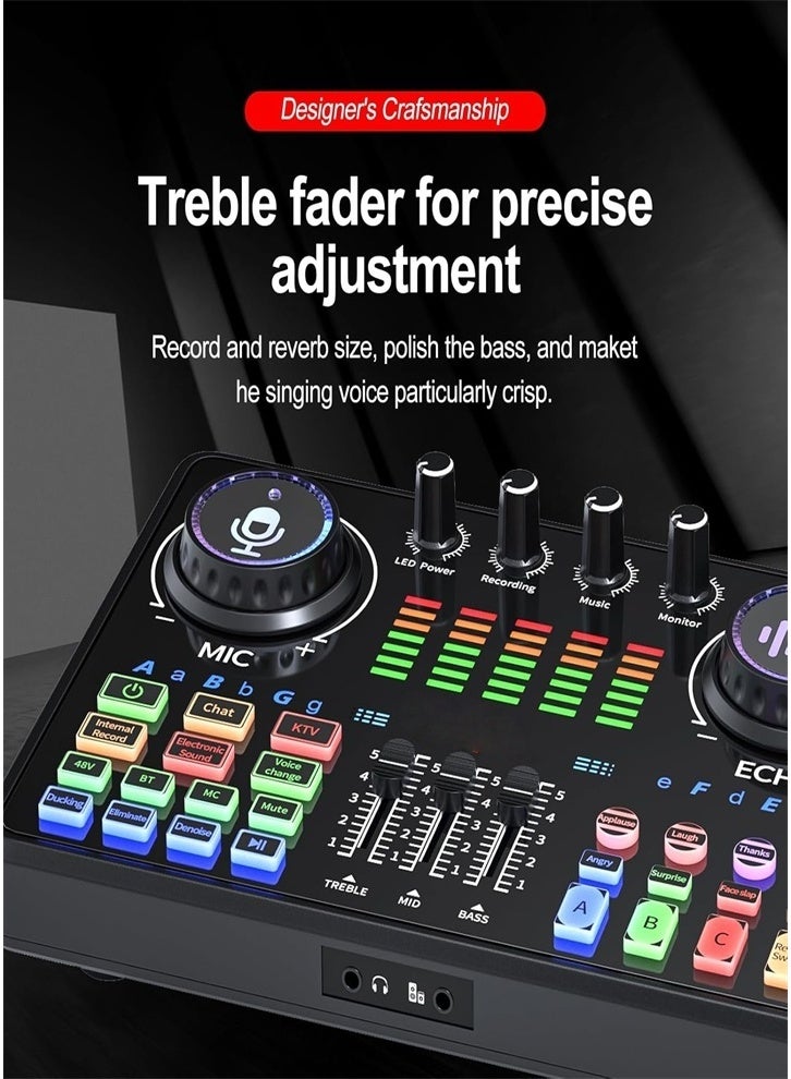 Professional 48V live sound card, mobile phone sound card, dedicated for Tiktok live singing, music mixer - Image 4