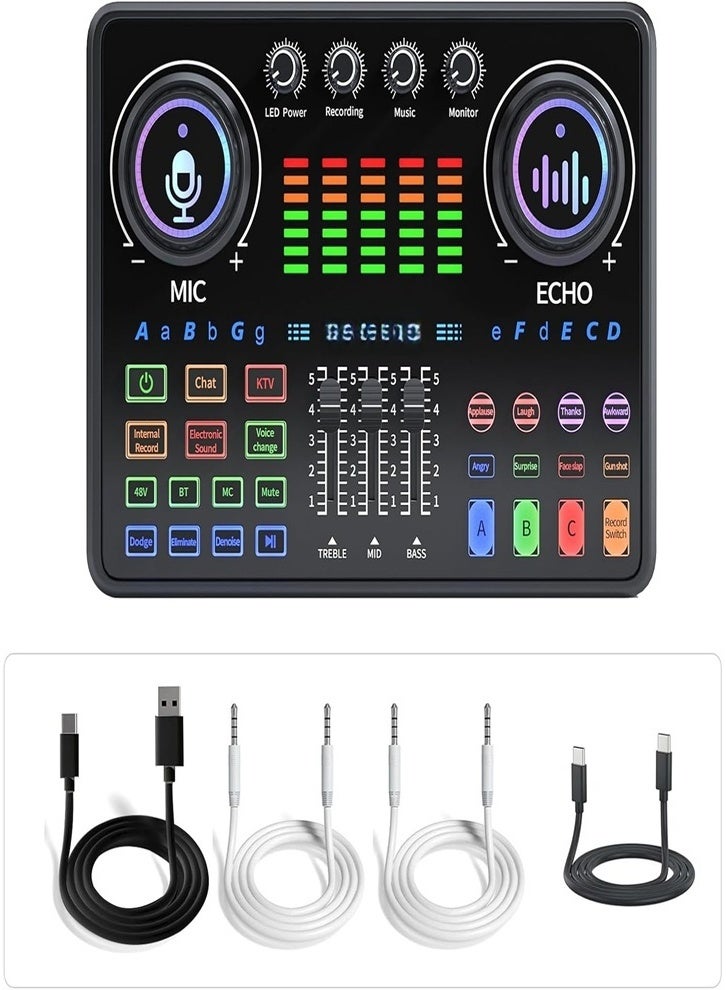 Professional 48V live sound card, mobile phone sound card, dedicated for Tiktok live singing, music mixer - Image 1