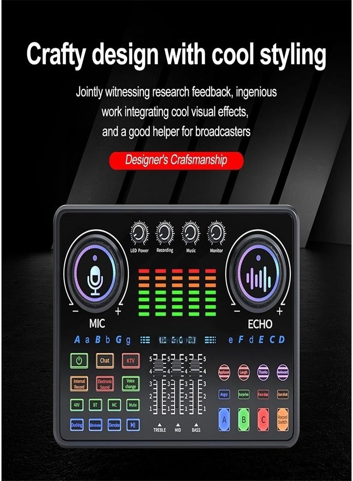 Professional 48V live sound card, mobile phone sound card, dedicated for Tiktok live singing, music mixer - Image 3