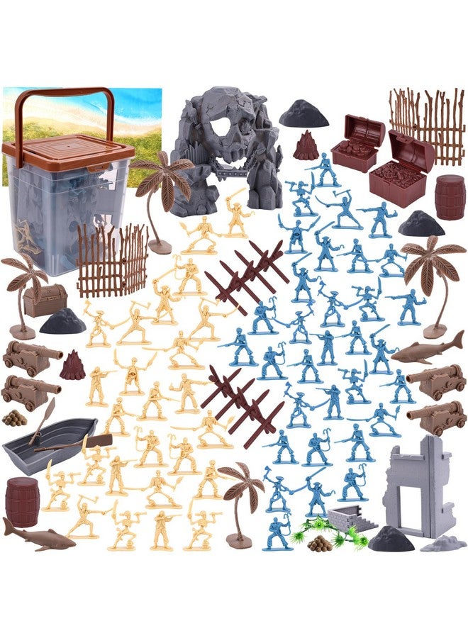 3 otters 90PCS Pirate Toy Set, 2 Colors Pirate and Skeleton Warriors Figures with Accessories for Kids Birthday - Image 1