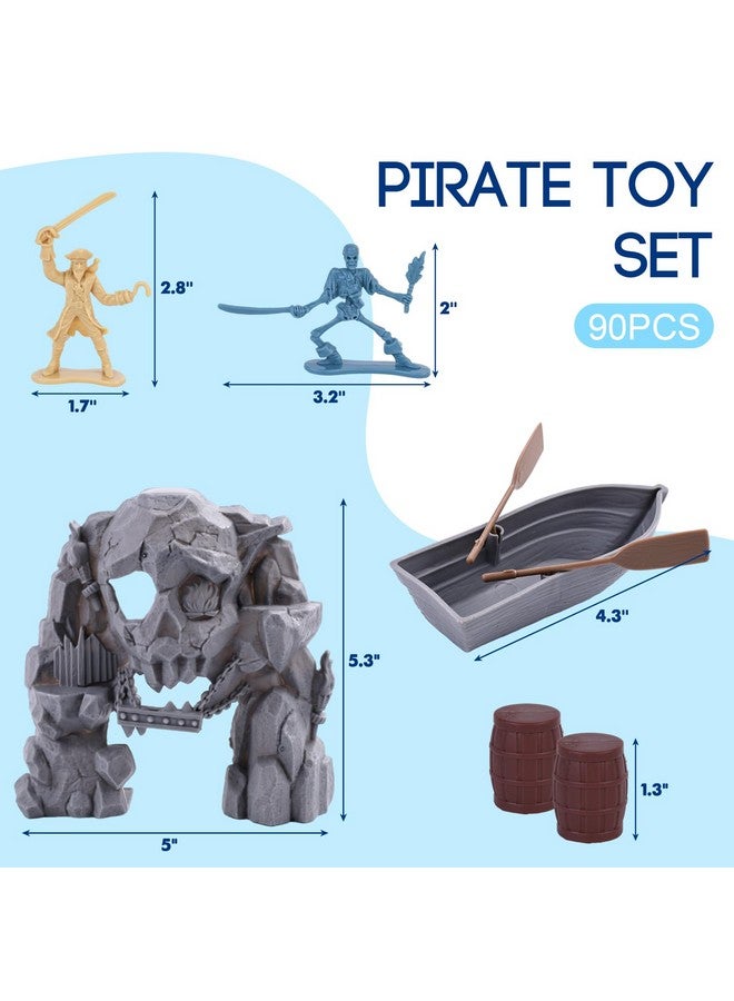 3 otters 90PCS Pirate Toy Set, 2 Colors Pirate and Skeleton Warriors Figures with Accessories for Kids Birthday - Image 2