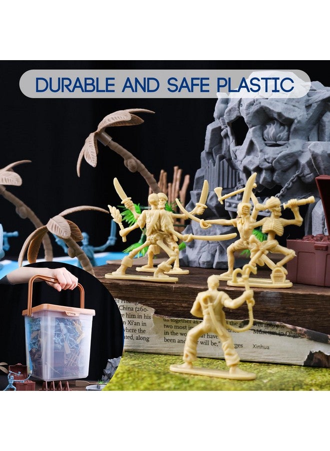 3 otters 90PCS Pirate Toy Set, 2 Colors Pirate and Skeleton Warriors Figures with Accessories for Kids Birthday - Image 5