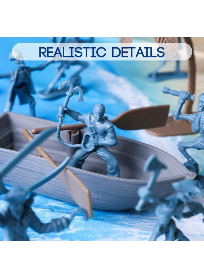 3 otters 90PCS Pirate Toy Set, 2 Colors Pirate and Skeleton Warriors Figures with Accessories for Kids Birthday - Image 4