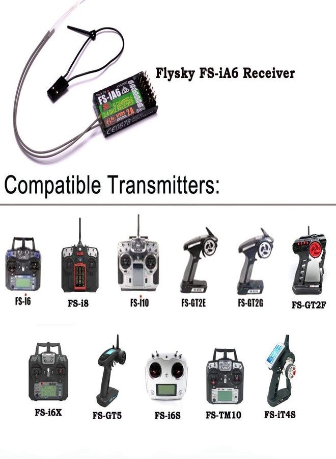 Flysky مستقبل YoungRC Flysky FS-iA6 2.4G 6CH للتحكم عن بعد مع هوائي مزدوج متوافق مع FS-i4 i6 i10 GT2E GT2F GT2G مرسل RC210 (مستقبل FS-iA6) - Image 3