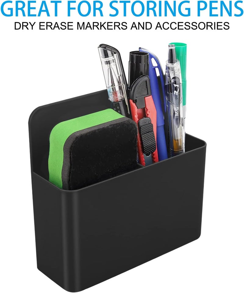 MoKo Magnetic Dry Erase Marker Holder, Pen Pencil Holder Storage Organizer for Whiteboard, Refrigerator, Locker and Other Magnetic Surfaces - Black - Image 2
