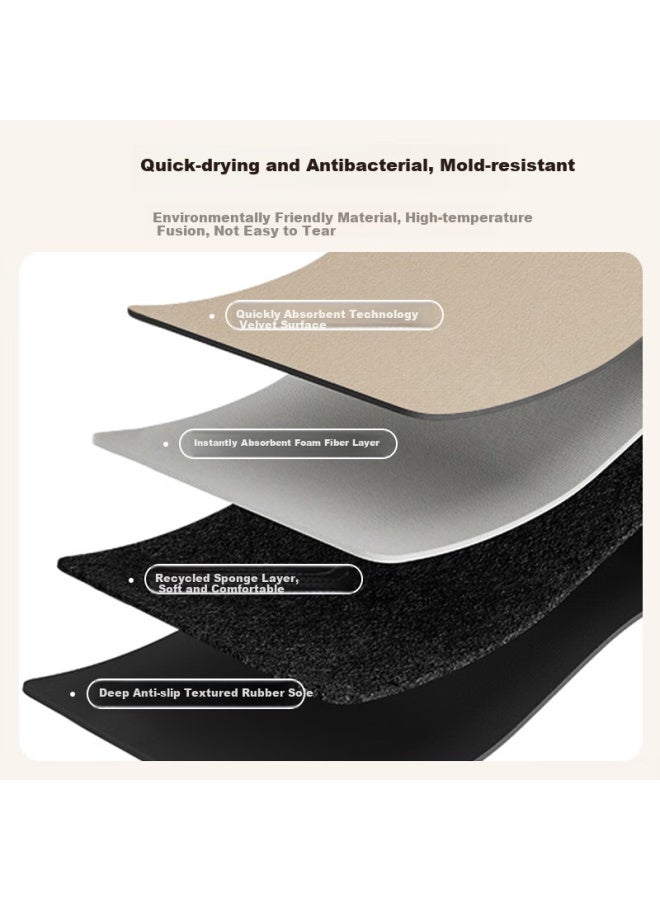Yishang Bathroom Mat, Absorbent And Quick-drying, Non-slip Water Barrier Foot Mat, Entrance Carpet For Bathroom, Toilet And Bathroom, Dirt-resistant Thick Pad - Image 2