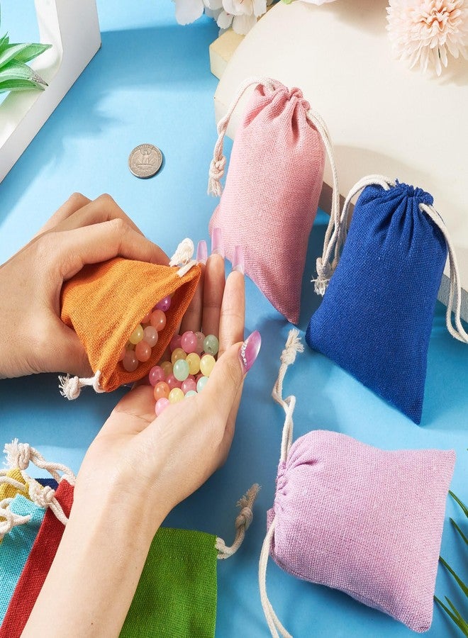 BB Beadthoven 22Pcs 11 Colors Cotton Cloth Drawstring Bags 4x5 Inches, Beadthoven Mixed Jewelry Pouches with Drawstring Reusable Gift Muslin Bags for Storage, Tea, Soaps, Candy, Snacks, Wedding Party, Christmas - Image 3